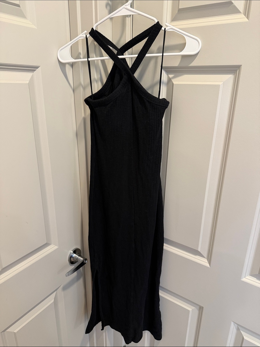 Old Navy Black Ribbed Crossback Midi Dress